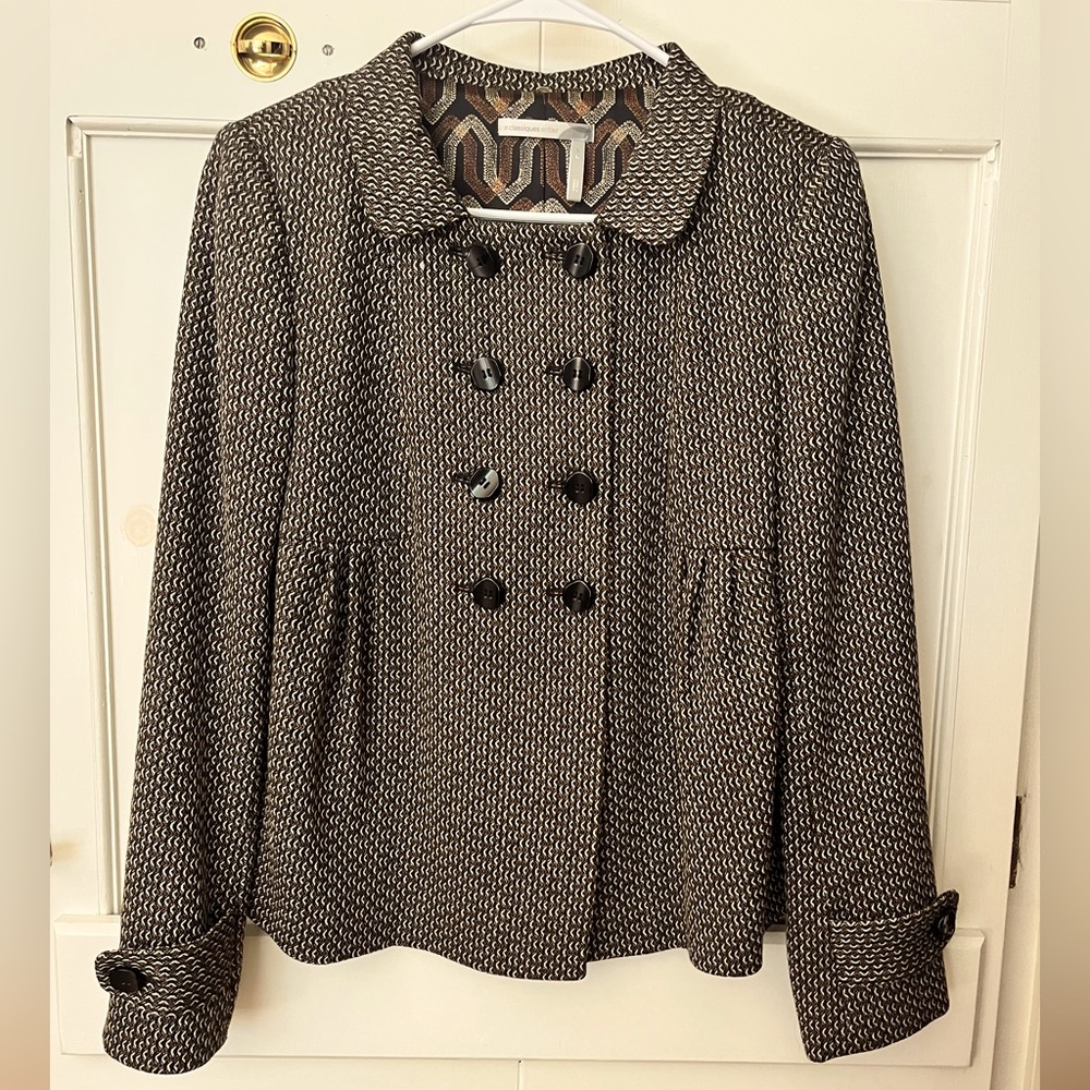 Double-breasted swing blazer, Classiques Entier, Size Small, Brown, Black, White